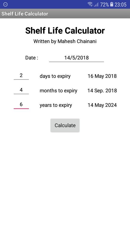 Descarga de APK de Shelf Life Calculator para Android