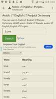 English to Arabic, Punjabi Dictionary Affiche