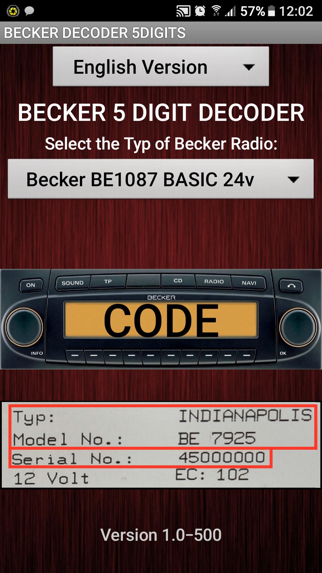 Becker 5Digit Radio Code for Android - APK Download