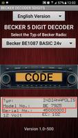 Becker 5Digit Radio Code Affiche
