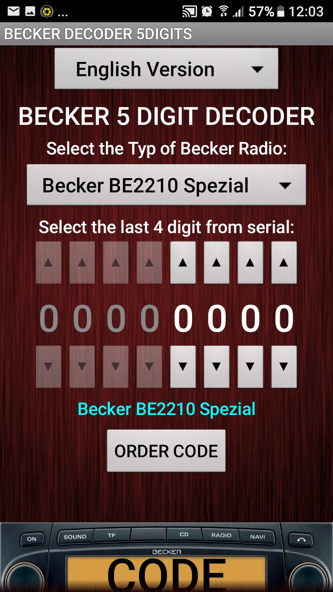 Becker 5Digit Radio Code APK für Android herunterladen