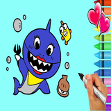 Livre de coloriage bébé requin icône