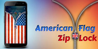 USA Flag Zipper Screen Lock 포스터