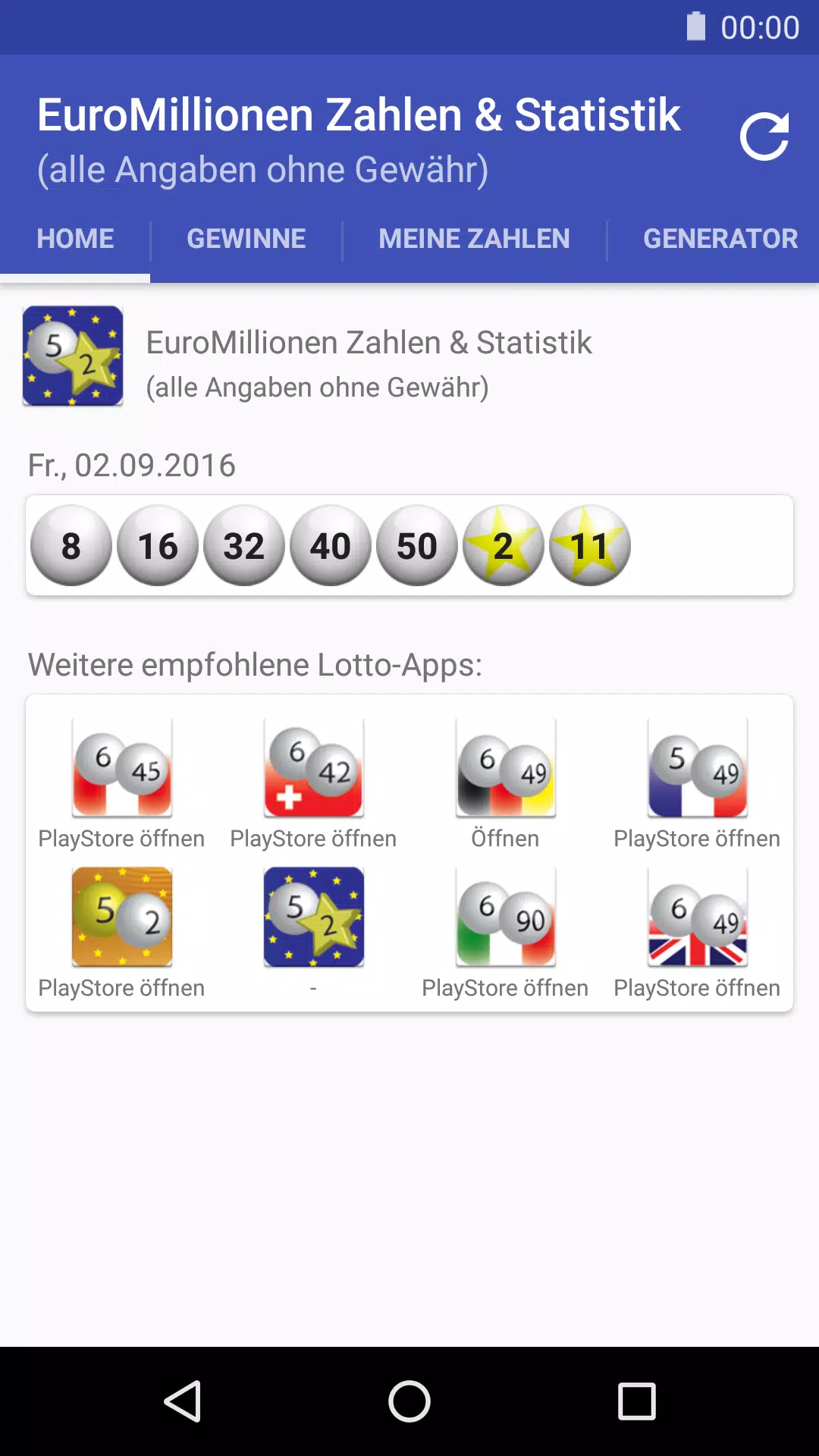 EuroMillionen Zahlen & Statistik für Android - APK herunterladen