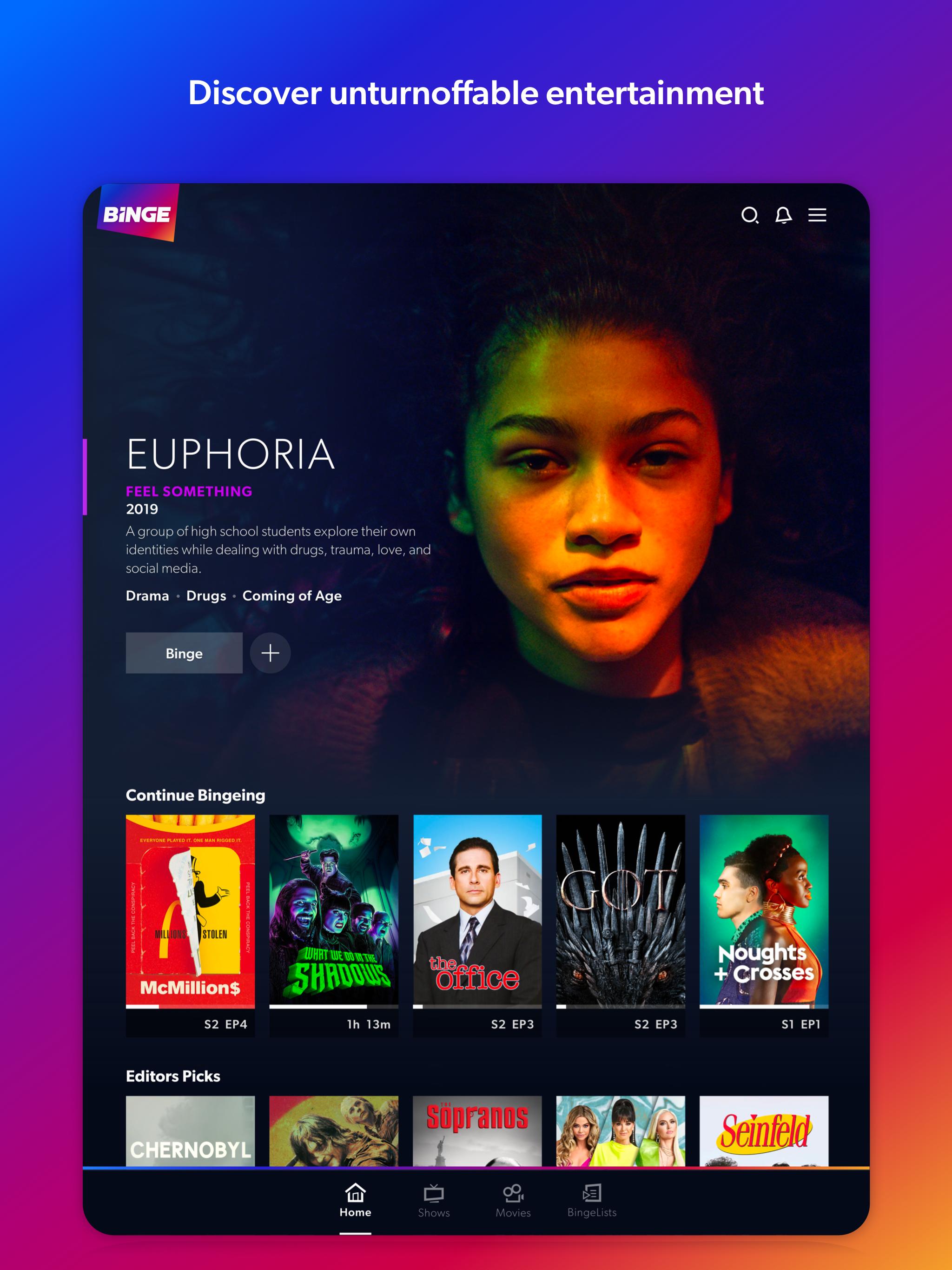 shows on binge app