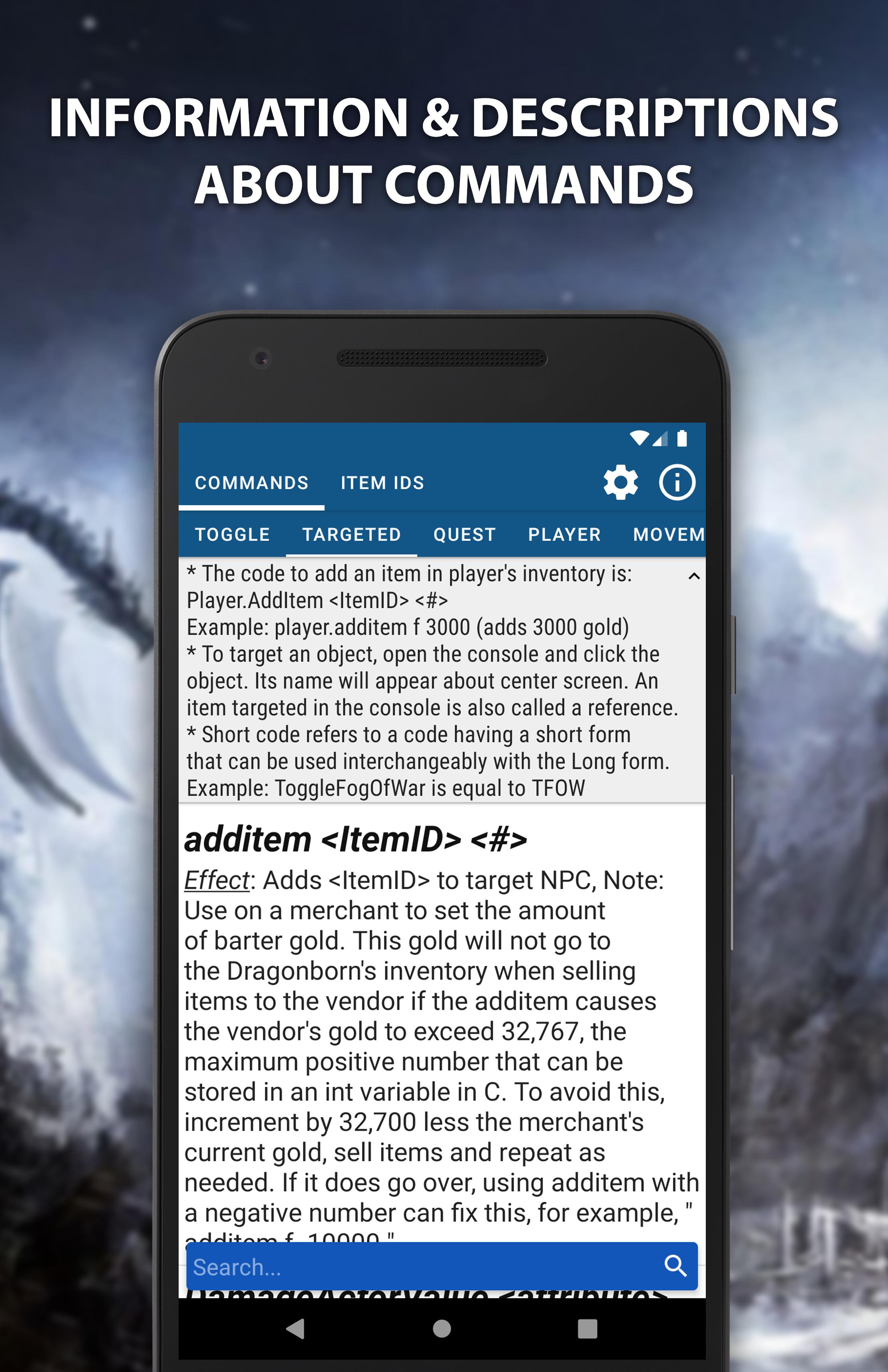 Tesv Skyrim Console Codes For Android Apk Download - item ids for ar roblox
