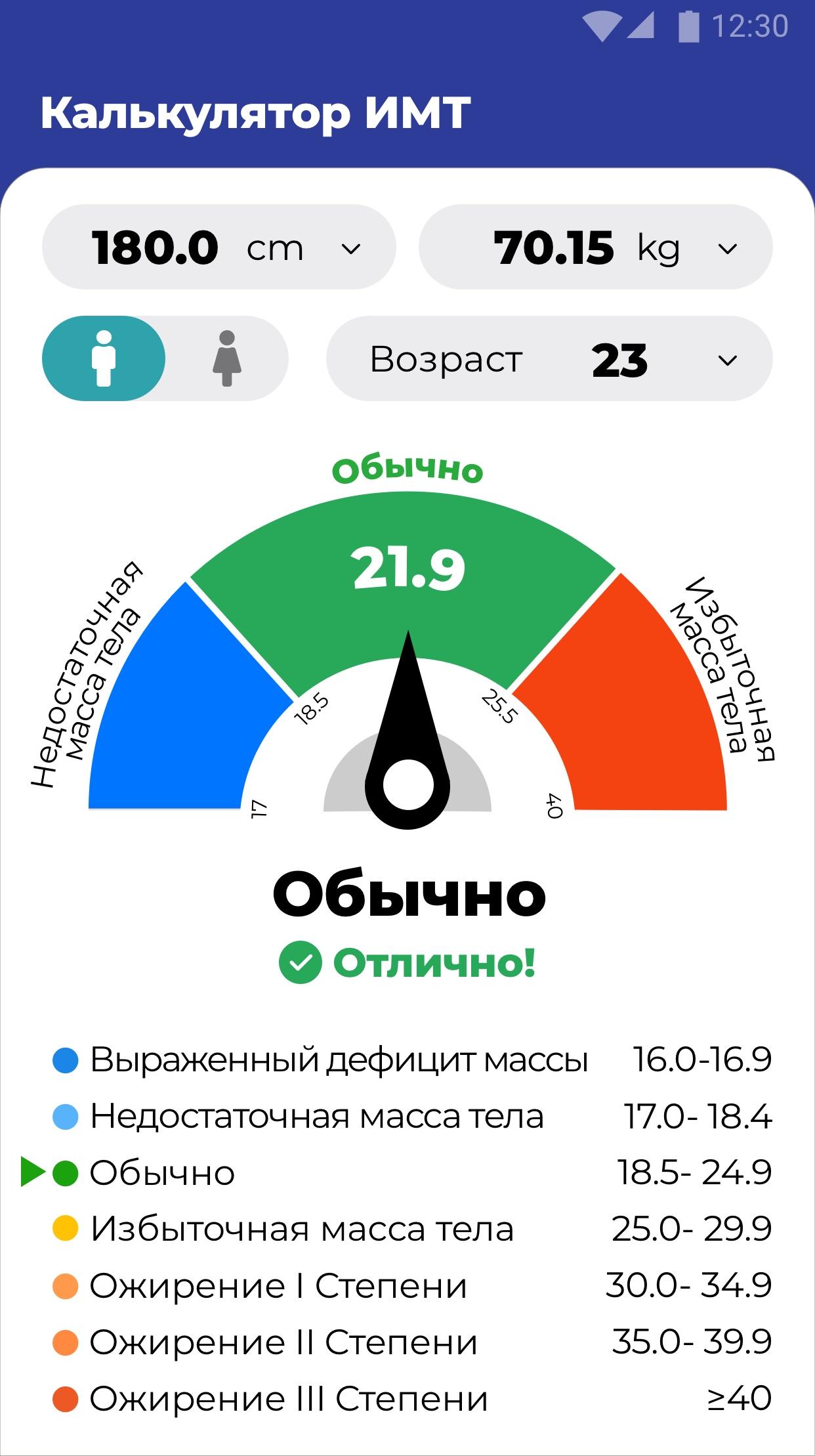 Расчет веса для женщин