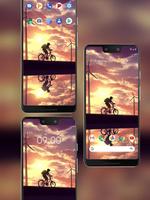 Boy riding a bicycle in the sunset live wallpaper capture d'écran 3