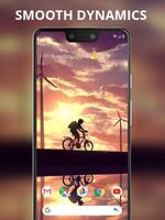 Boy riding a bicycle in the sunset live wallpaper capture d'écran 1