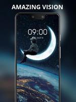 Boy sitting on the moon live wallpaper Affiche
