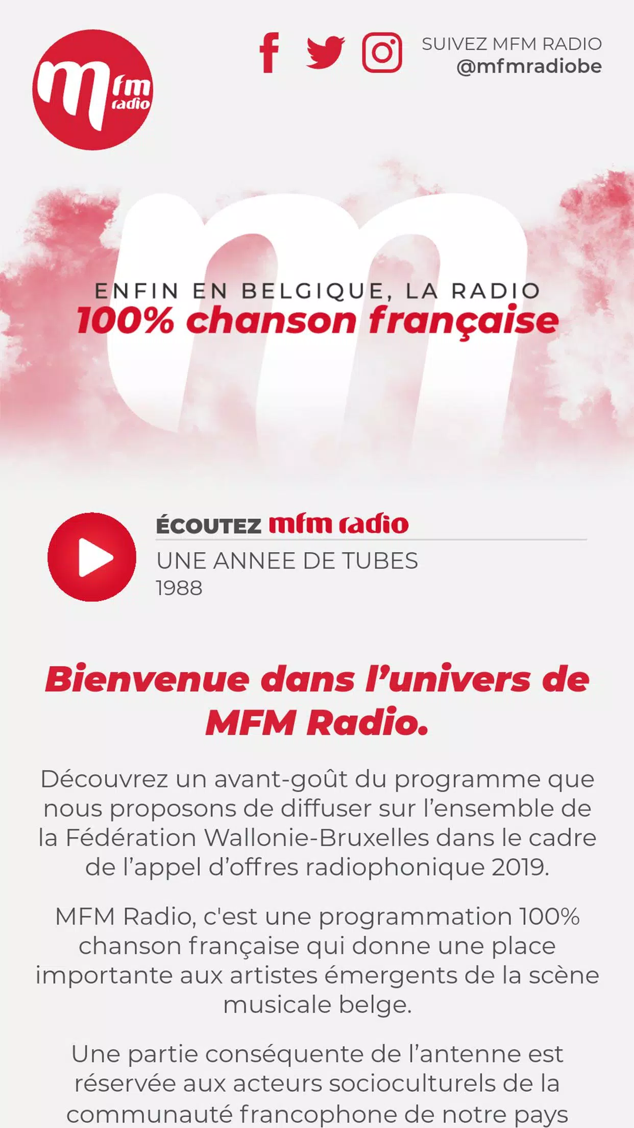 MFM Radio BE pour Android - Téléchargez l'APK