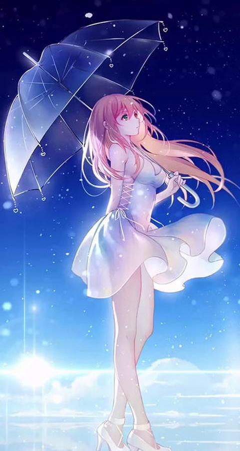 Beautiful anime girl hold umbrella live wallpaper for ...