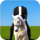 Horse With Man Photo Suit Zeichen