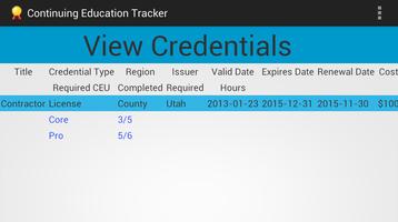 3 Schermata Continuing Education Tracker