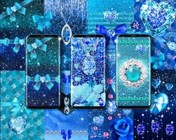 Blue glitter diamond wallpaper постер