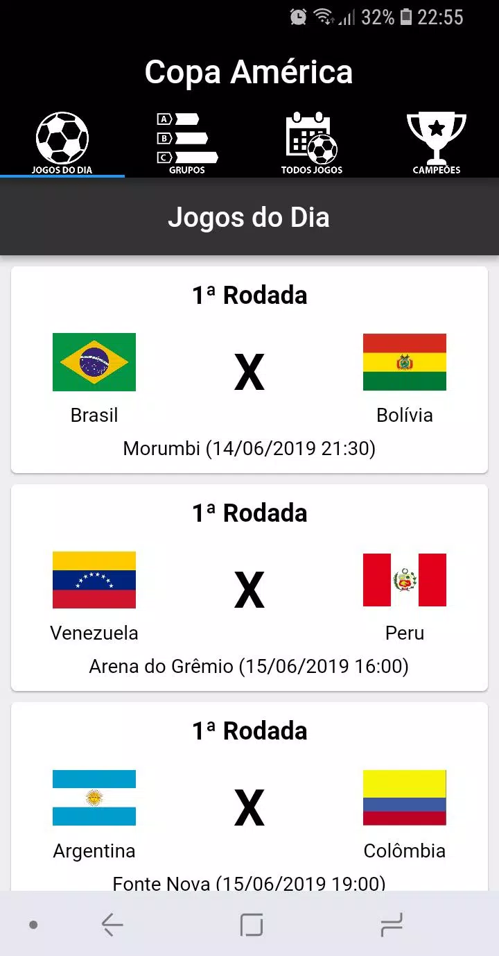 Tabela completa de jogos da Copa América 2019