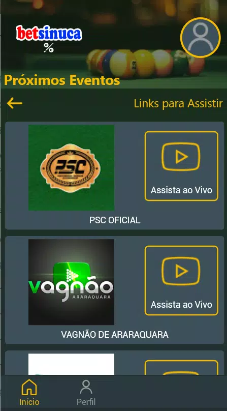 PSC Eventos de Sinuca – Transmissões ao vivo de jogos de sinuca