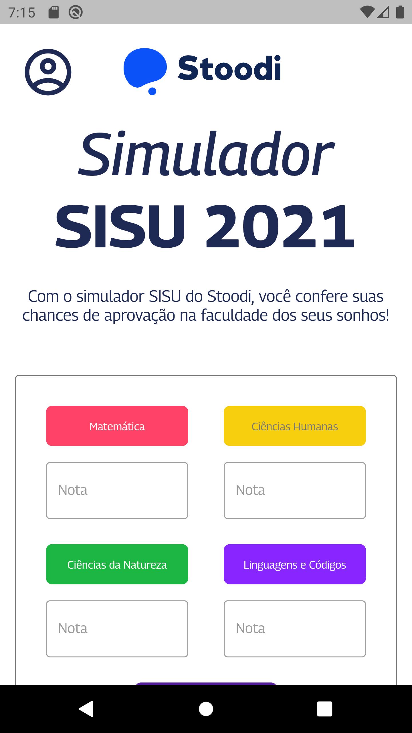 Simulador SISU com base nas suas notas do ENEM