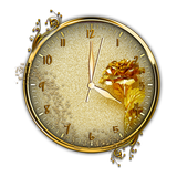 Golden rose Flower Clock Live Wallpaper icono