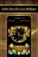 Golden rose Flower Clock Live Wallpaper screenshot 3