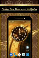 Golden rose Flower Clock Live Wallpaper captura de pantalla 1