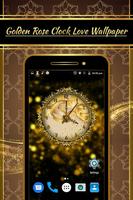 Golden rose Flower Clock Live Wallpaper 截图 2