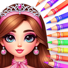 Prinses meisje kleurspellen-icoon