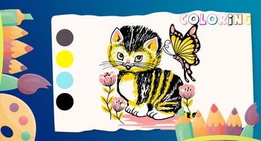 Cat Tiles cute coloring постер