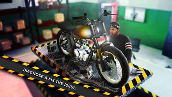 دراجة نارية محاكي ميكانيكي: الدراجة كراج الألعاب الملصق