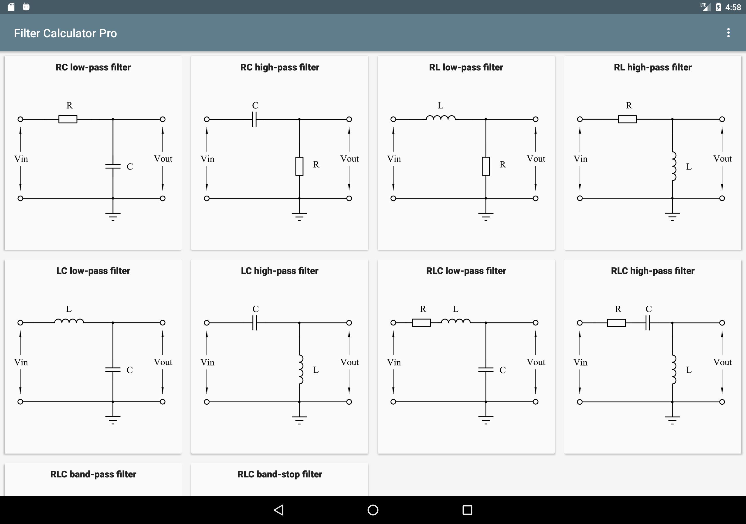 Android용 Filter Calculator (RC, RL, LC, RLC) - APK 다운로드