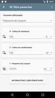 Calculateur de filtre (RC, RL, capture d'écran 2