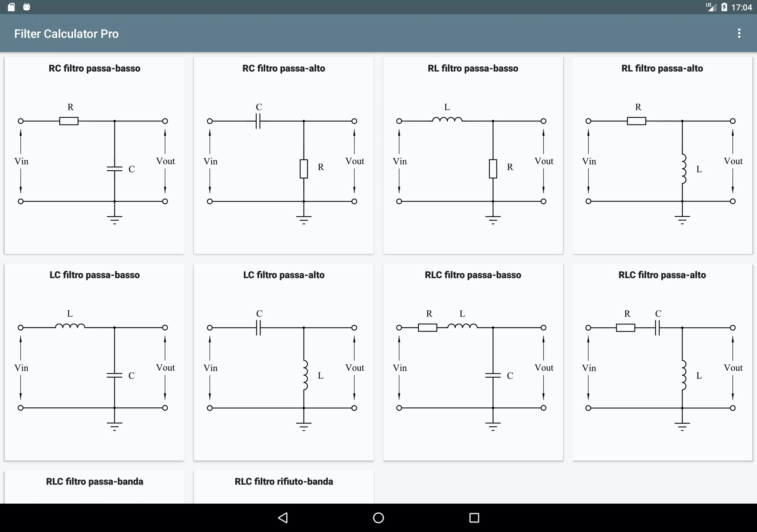 Filter Calculator (RC, RL, LC, Ultima versione 1.5 per Android