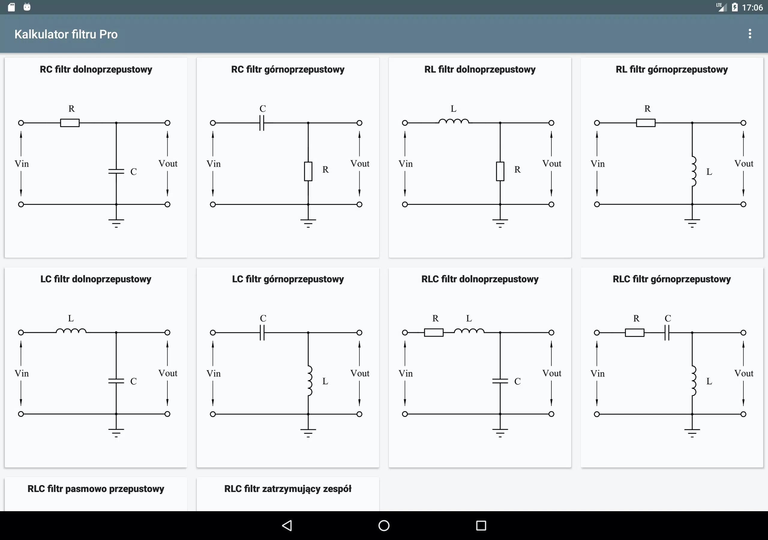 Kalkulator filtru (RC, RL, LC, Najnowsza wersja 1.5 na Androida