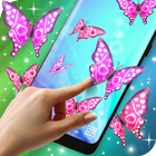 Pink Sparkly Butterflies on Screen иконка