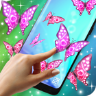 Pink Sparkly Butterflies on Screen أيقونة