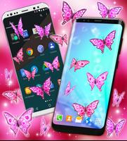 Pink Sparkly Butterflies on Screen تصوير الشاشة 1