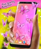 Pink Sparkly Butterflies on Screen تصوير الشاشة 2