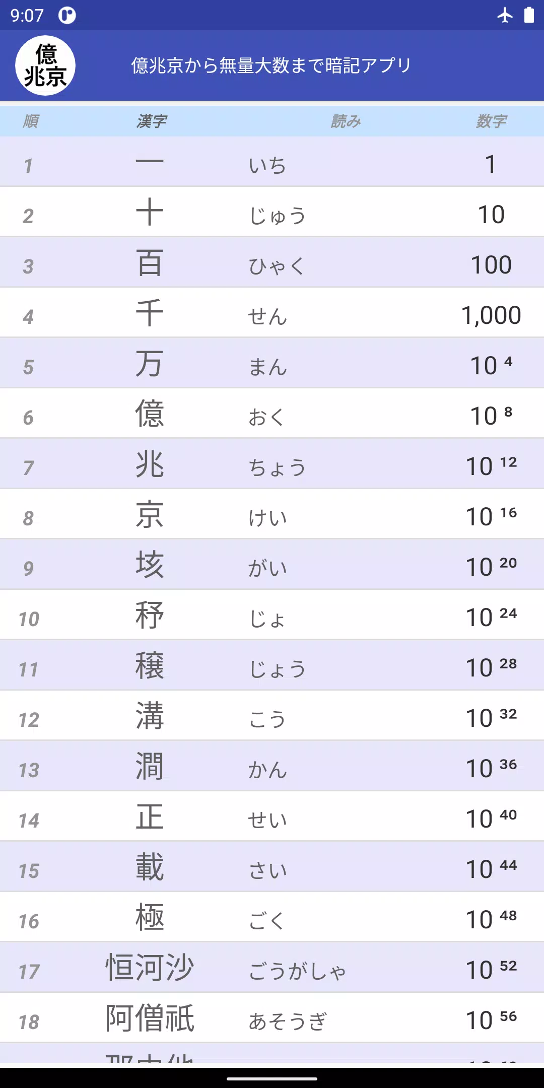 億兆京から無量大数まで暗記アプリ安卓下载 安卓版apk 免费下载