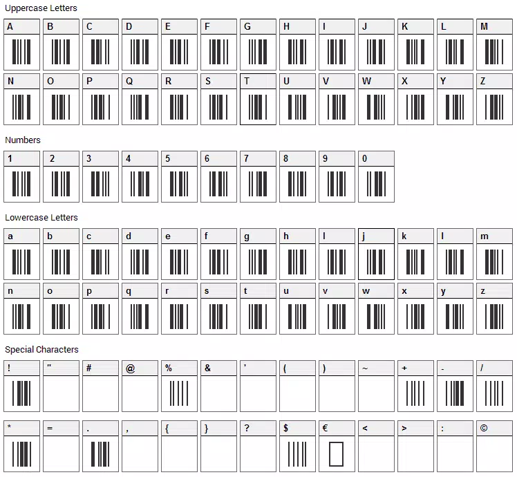 Free TrueType Code 39 Barcode Font