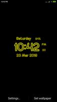 Neon Digital Clock Affiche