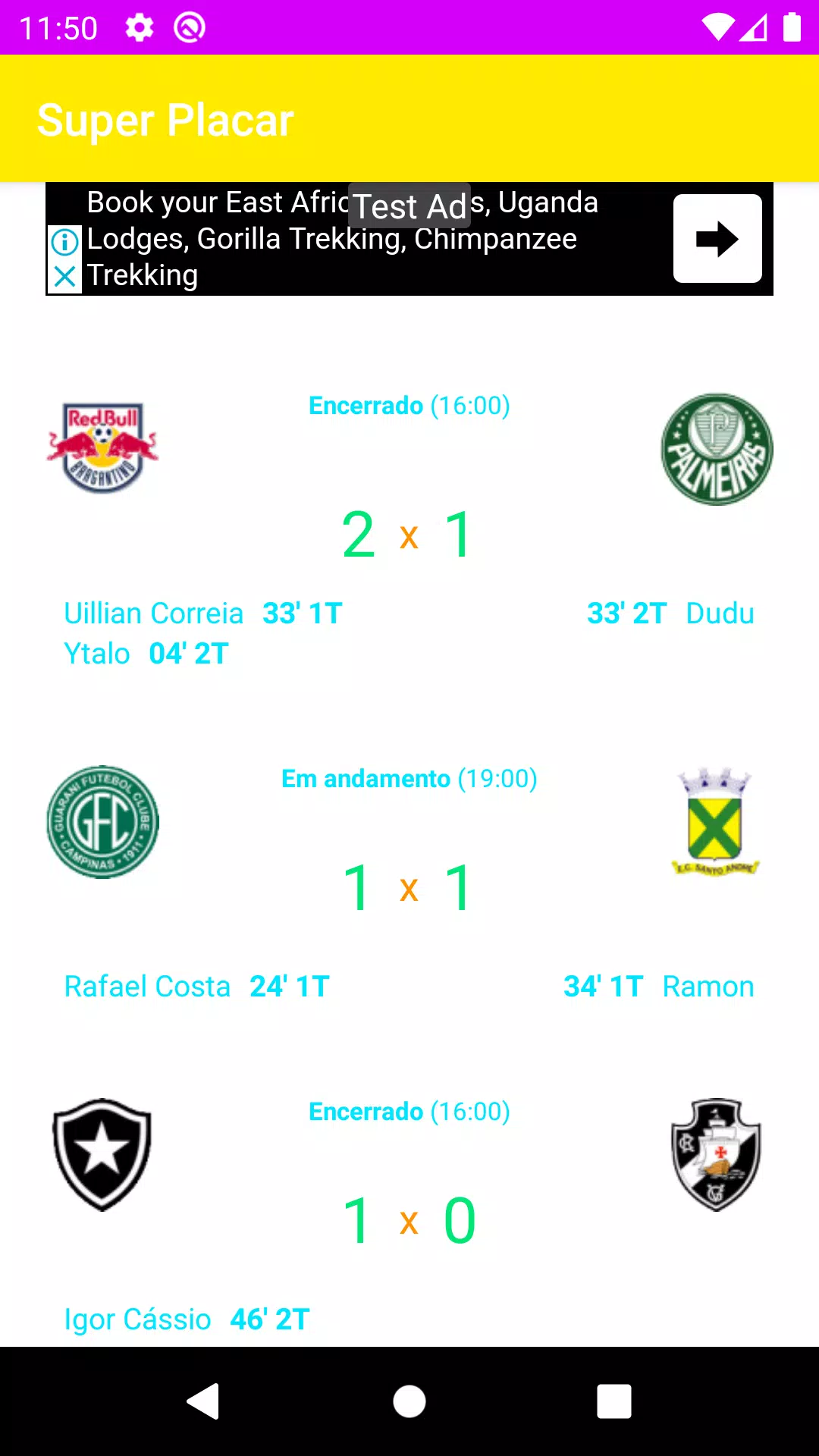 SUPER PLACAR ESPORTIVO- resultados do futebol pelo Brasil e