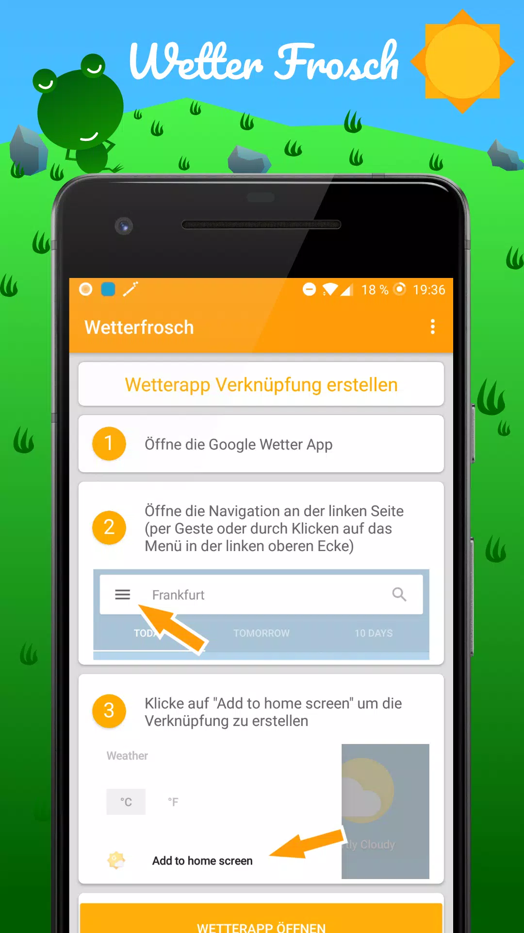 Wetter Frosch Verknüpfung für Android - APK herunterladen