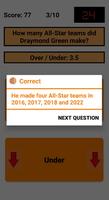 NBA Over/Under Quiz captura de pantalla 2