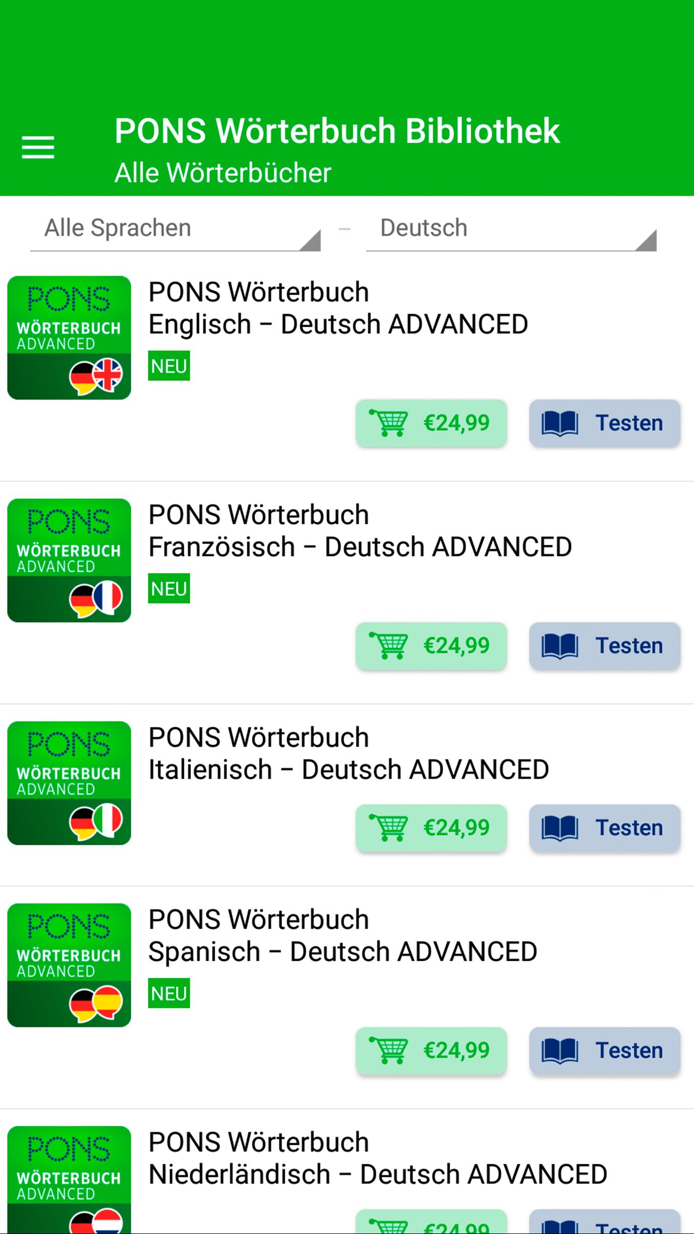 PONS Wörterbuch Bibliothek – Offline-Übersetzer for Android - APK Download