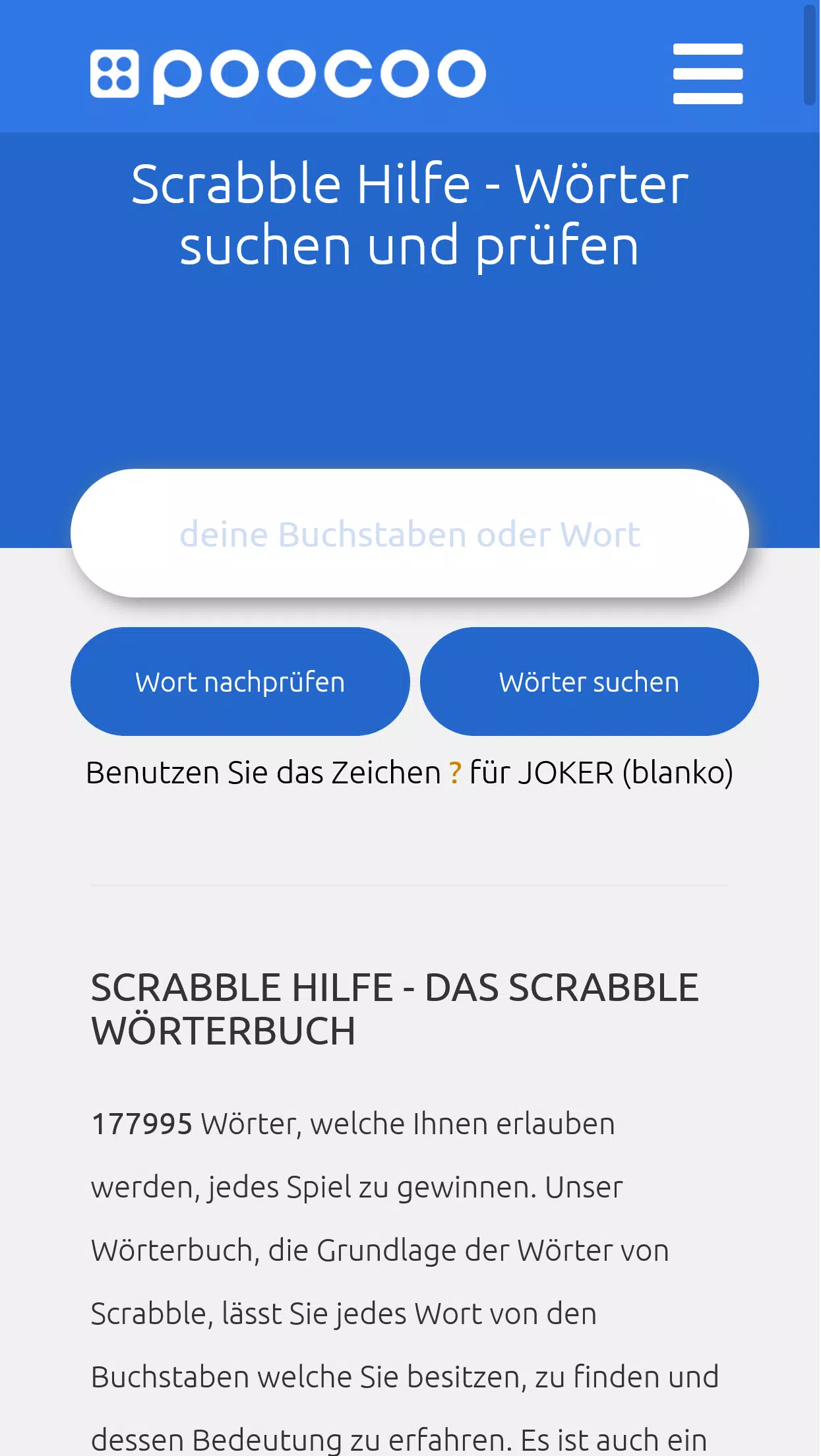 Wörter suchen, Scrabble Hilfe, POOCOO DE APK pour Android Télécharger
