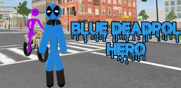Blue DedPool Stickman Rope Hero Gangstar Crime
