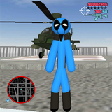 Blue DedPool Stickman Rope Hero Gangstar Crime أيقونة