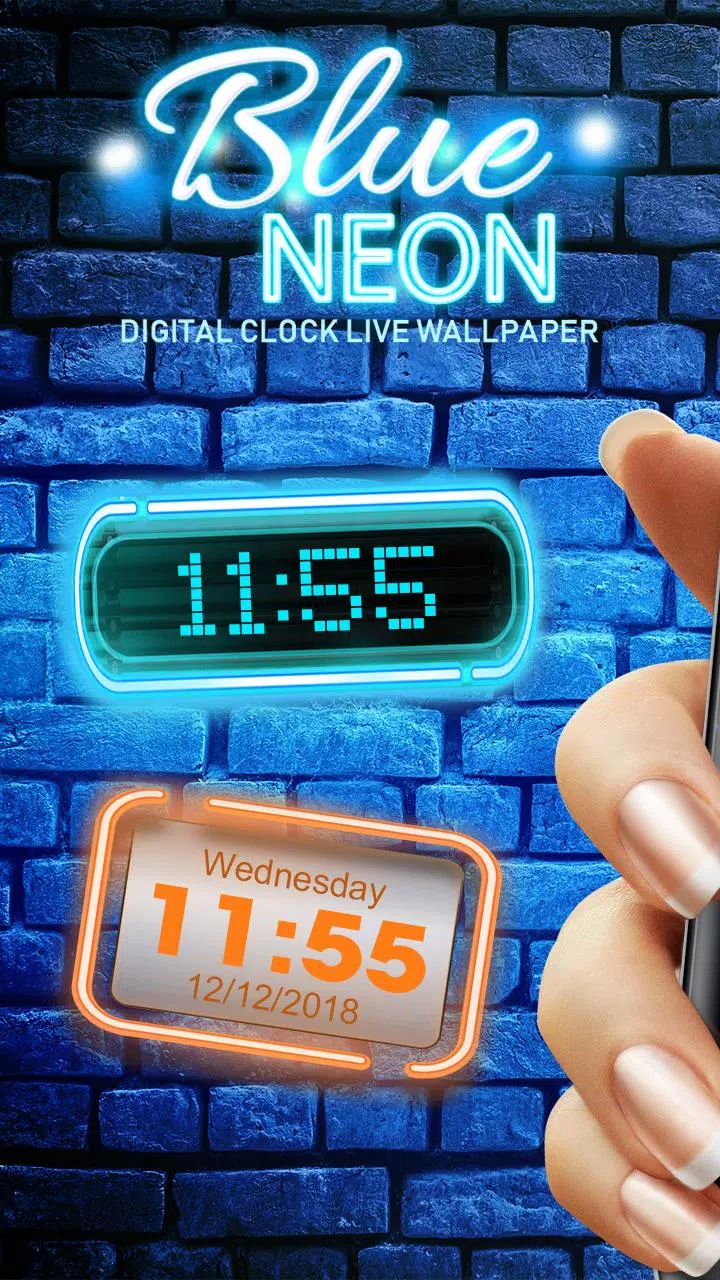 Descarga de APK de Neon Reloj Azul - Fondos de Pantalla, Fecha y Hora para  Android