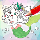 Mermaid Paint Art & Coloring Book ícone