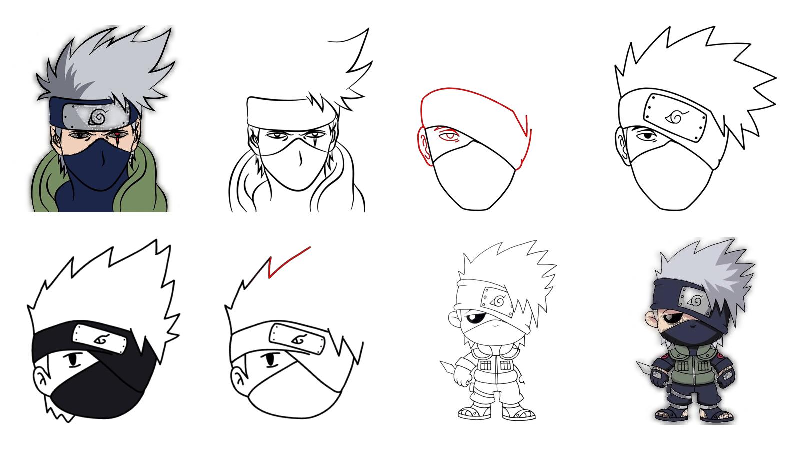 Como desenhar o Kakashi Hatake  Tutorial de desenho passo a passo